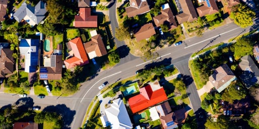 aerial view of sydney suburban homes