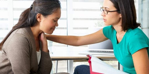 financial counsellor helping distressed client