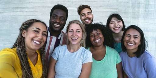 group of multicultural friends having fun