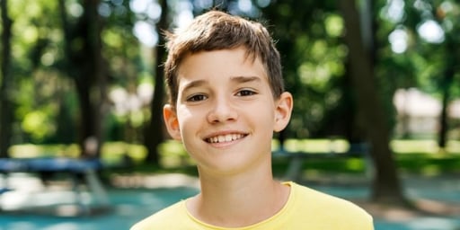 happy teenage boy portrait sunny day