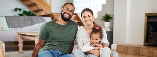 portrait of a happy family relaxing together at home