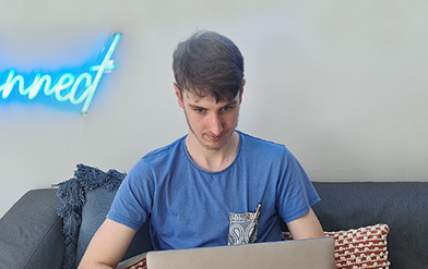Young man using laptop