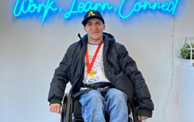 Young person in a wheelchair