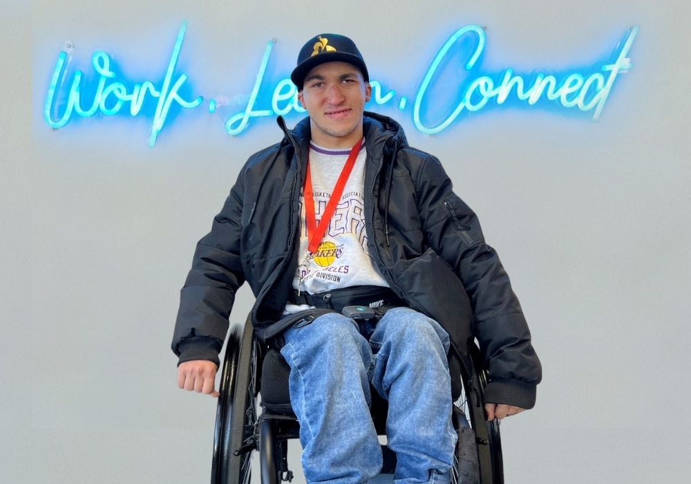 diability support person on wheel chair