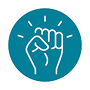 Icon showing raised closed fist
